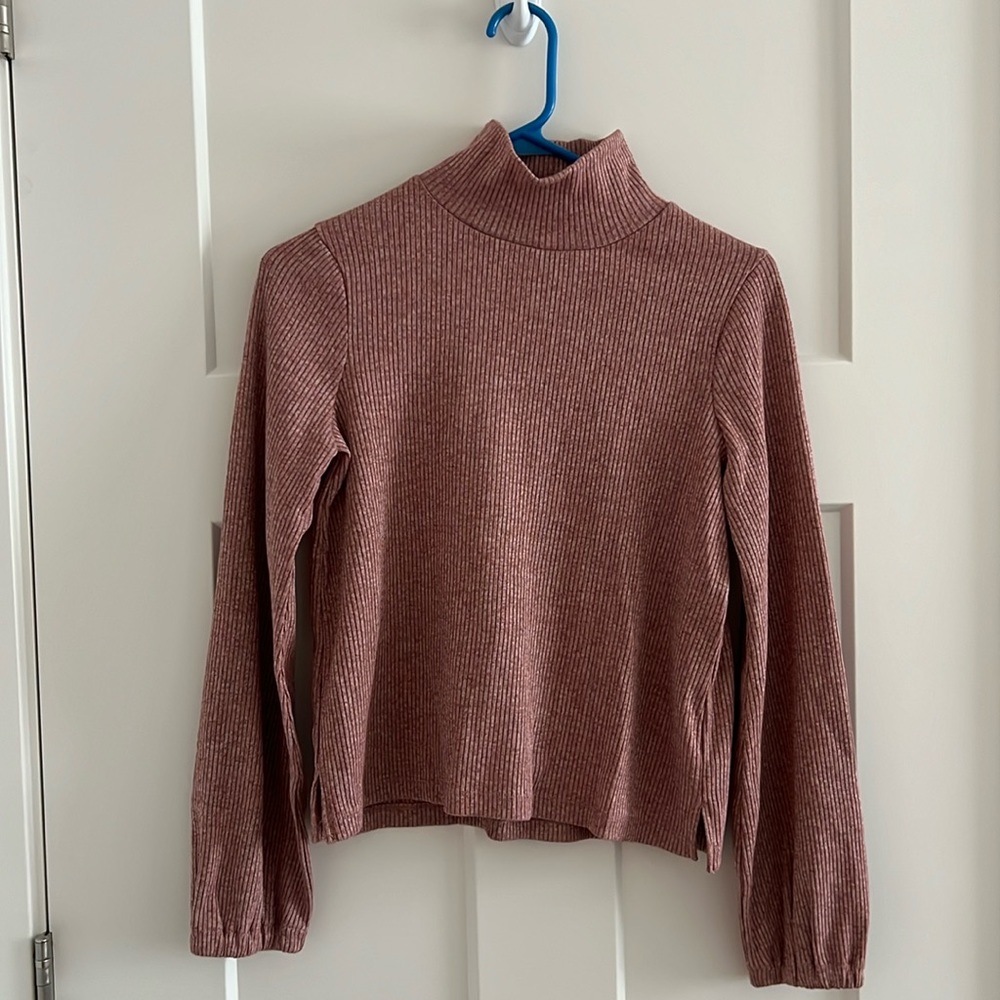 Madewell Heathered Bubble-Sleeve Swing Turtleneck